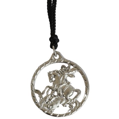 Cordão Medalha São Jorge Grande - Níquel
