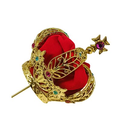 Coroa Banhada a Ouro Forro de Veludo 3,5cm x 6,5cm