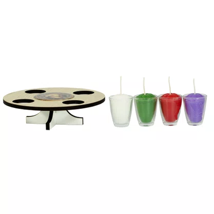 Coroa do Advento em MDF com Velas e Oração
