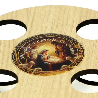 Coroa do Advento em MDF com Velas e Oração