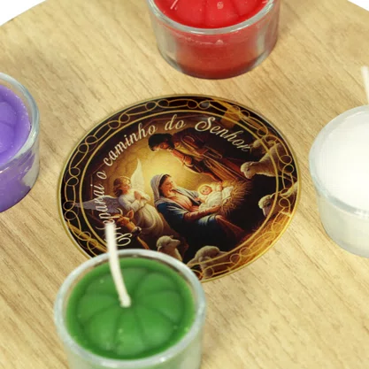 Coroa do Advento em MDF com Velas e Oração