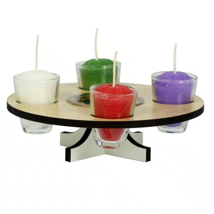 Coroa do Advento em MDF com Velas e Oração