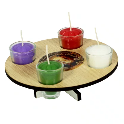 Coroa do Advento em MDF com Velas e Oração