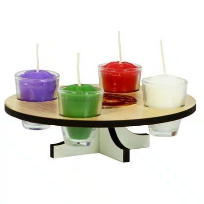 Coroa do Advento em MDF com Velas e Oração