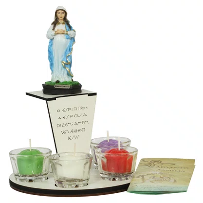 Coroa do Advento Vela e Imagem de Nossa Senhora Grávida