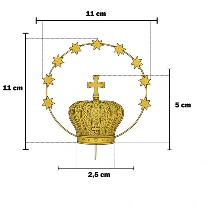 Coroa Dourada 5 Petalas 11 Pedras Resplendor 5cm