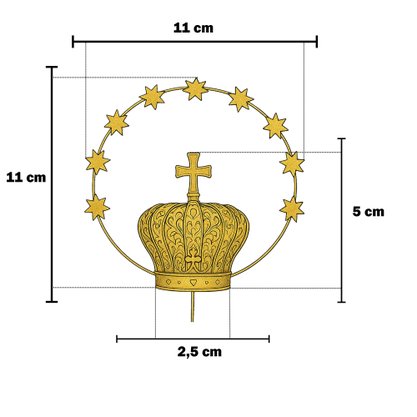 Coroa Dourada 5 Petalas 11 Pedras Resplendor 5cm