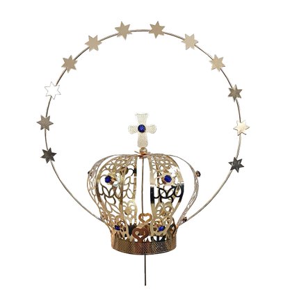 Coroa Dourada 6 Petalas 13 Pedras com Resplendor - 23 cm x 22 cm