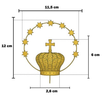Coroa Dourada 6 Petalas 13 Pedras Resplendor 2.6cm X 11.5cm