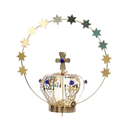 Coroa Dourada 6 Petalas 7 Pedras com Resplendor - 15 cm x 16 cm