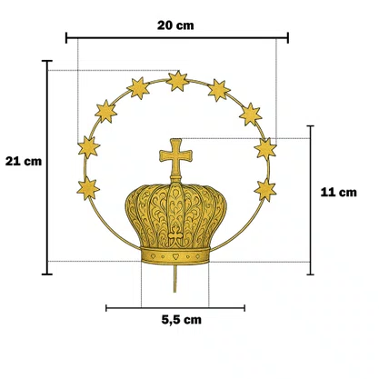 Coroa Dourada 6 Pétalas 7 Pedras com Resplendor