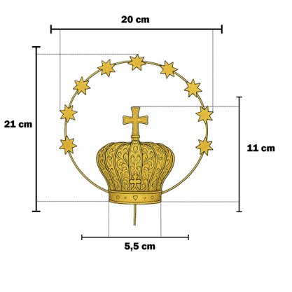Coroa Dourada 6 Pétalas 7 Pedras com Resplendor