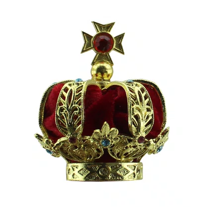 Coroa Dourada em Metal Fundido com Veludo Vermelho - 5,5 cm