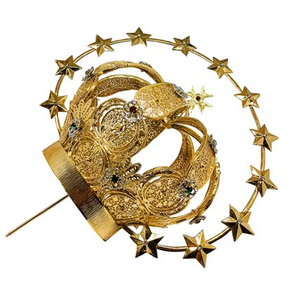 Coroa Dourada Resplendor 12 Estrelas 10cm X 22cm