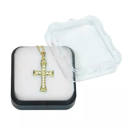 Corrente Banhada Dourada Cruz Strass