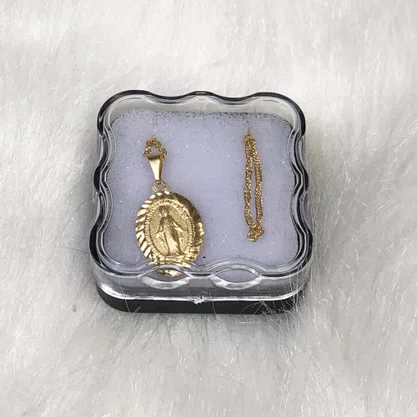 Corrente Banhada Dourada Medalha Oval de Nossa Senhora das Graças