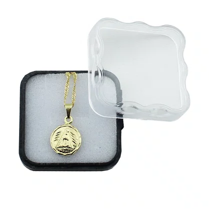 Corrente Banhada Dourada Medalha Redonda de Nossa Senhora Aparecida
