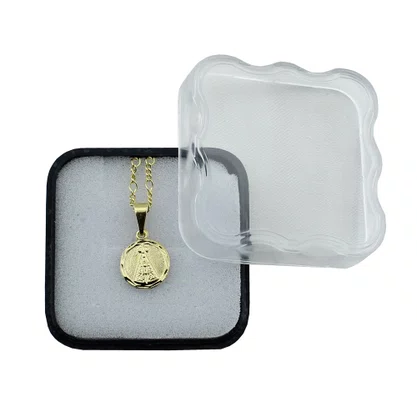 Corrente Banhada Dourada Medalha Redonda de Nossa Senhora Aparecida