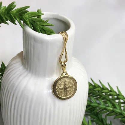 Corrente Banhada Dourada Medalha São Bento