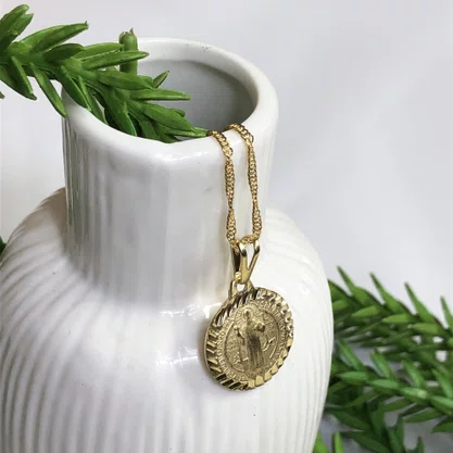 Corrente Banhada Dourada Medalha São Bento
