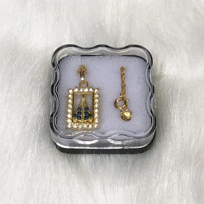 Corrente Banhada Dourada Strass de Nossa Senhora Aparecida