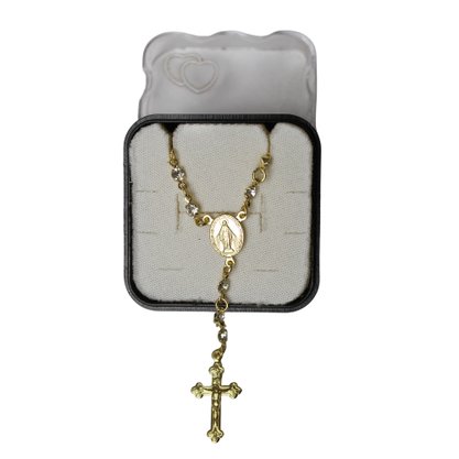 Corrente Folheada Dourada Strass Nossa Senhora Aparecida
