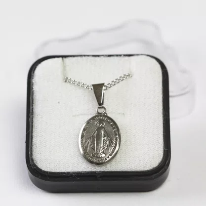 Corrente Medalha Nossa Senhora das Graças Grande - Inox 