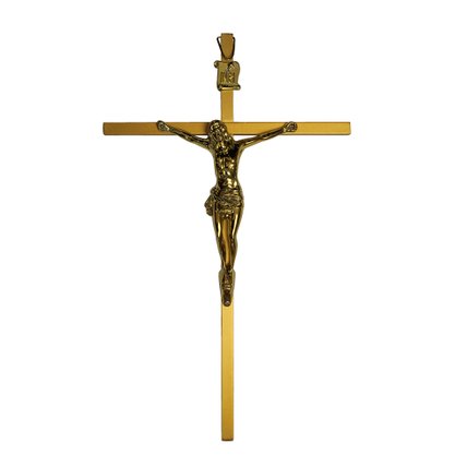 Crucifixo Cruz e Cristo Metal Dourado - 50 cm x 30 cm