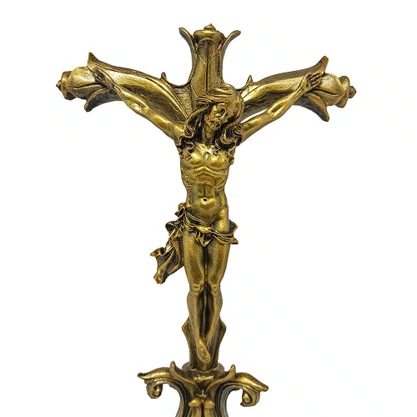 Crucifixo de Mesa Bronze de Resina Nacional - 27 cm
