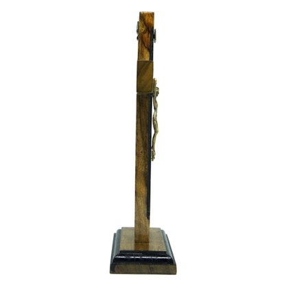 Crucifixo de Mesa em Madeira e Cristo em Metal - 23cm