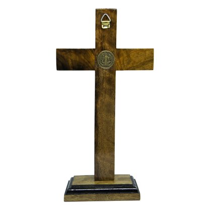 Crucifixo de Mesa em Madeira e Cristo em Metal - 23cm