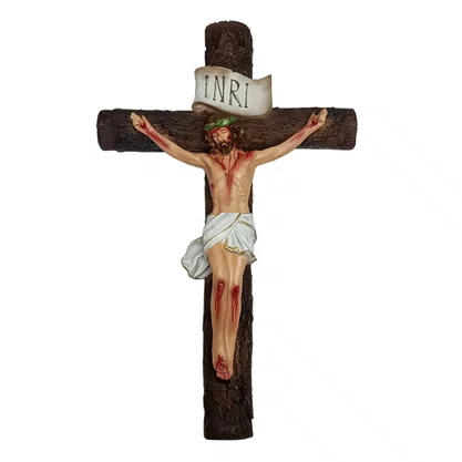 Crucifixo de Parede de Resina Nacional - 29 cm
