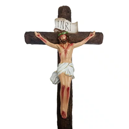 Crucifixo de Parede de Resina Nacional - 29 cm