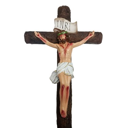 Crucifixo de Parede de Resina Nacional - 29 cm