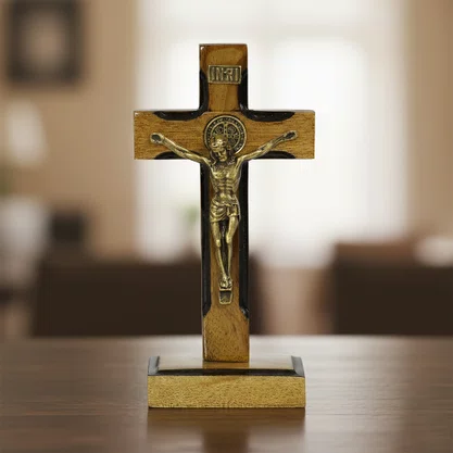 Crucifixo de Parede e Mesa de São Bento - 14,5 cm x 7,5 cm