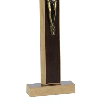 Crucifixo de Parede e Mesa MDF Marrom - 27 cm x 14 cm