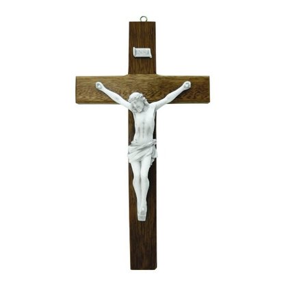 Crucifixo de Parede em Madeira e Cristo em Mármore - 31cm