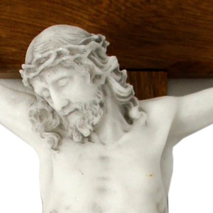 Crucifixo de Parede em Madeira e Cristo em Marmore - 53 Cm