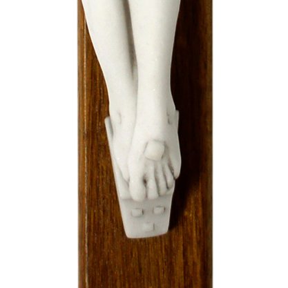 Crucifixo de Parede em Madeira e Cristo em Marmore - 53 Cm
