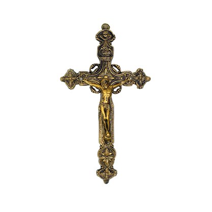 Crucifixo de Parede Metal Ouro Velho