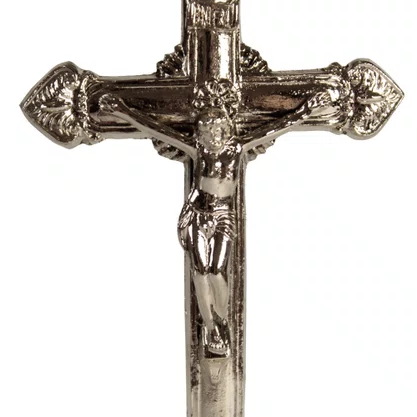 Crucifixo de Mesa em Metal Prata - 17 cm 