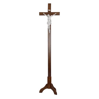 Crucifixo Processional de Madeira Cristo em Mármore - 2,20 Mt