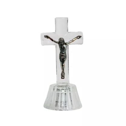 Crucifixo Redondo de Vidro - 9 Cm