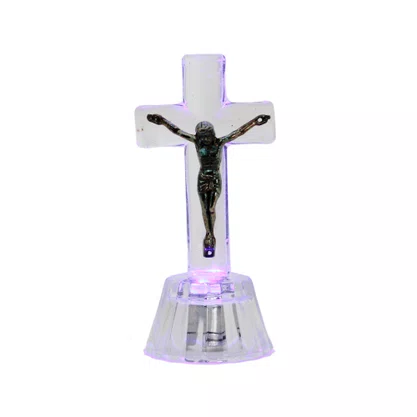 Crucifixo Redondo de Vidro - 9 Cm