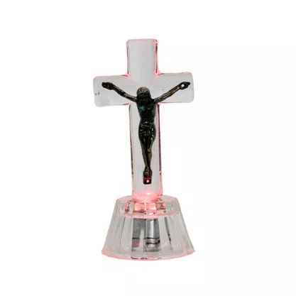 Crucifixo Redondo de Vidro - 9 Cm