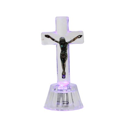 Crucifixo Redondo de Vidro - 9 Cm