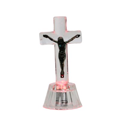 Crucifixo Redondo de Vidro - 9 Cm
