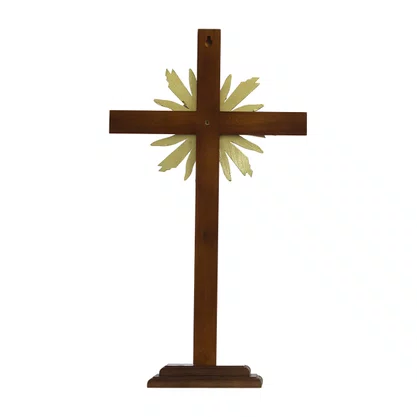 Cruz de Madeira Parede e Mesa Resplendor do Castíssimo Coração de José - 62 Cm X 34 Cm