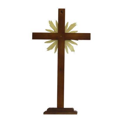 Cruz de Madeira Parede e Mesa Resplendor do Castíssimo Coração de José - 62 Cm X 34 Cm