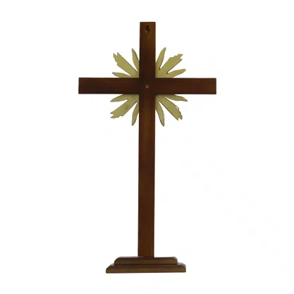 Cruz de Madeira Parede e Mesa Resplendor do Imaculado Coração de Maria - 62 cm x 34 cm